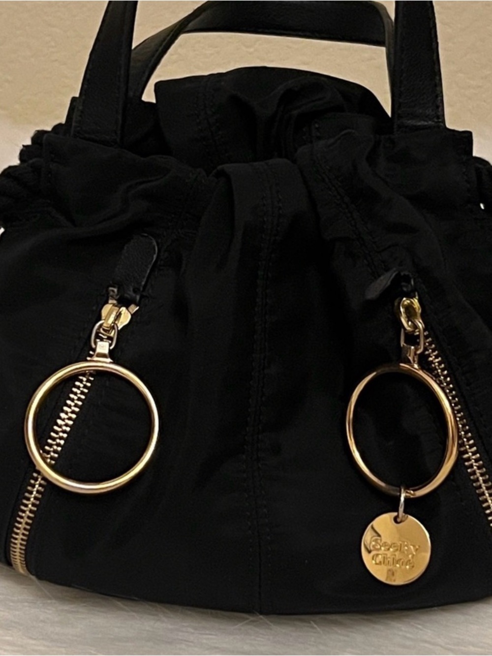 See By Chloé Black Shoulder Bag with Gold Hardware